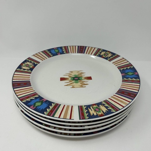 Tienshan Dinner Plate TIE22 Stoneware Southwestern 10 1/2" Set of 5 Vintage - Picture 11 of 13